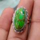 Green Turquoise 925 Sterling Silver Ring Handmade Boho Jewelry