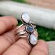 Three Stone 925 Sterling Silver Ring Handmade Boho Jewelry