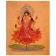 Goddess Lakshmi Sitting on Lotus Flower Kalighat Paper Painting