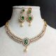 Premium Bridal Stone Necklace Set With Pearls