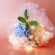 Serene Blue Crochet Bouquet With Soft Lighting