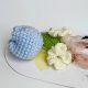 Light Blue Crochet Tulip Blossom Tulle With Ivory Accent
