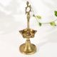 Vintage Brass Oil Lamp Stand in South Indian Art