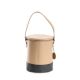 Chic Beige Bual Shade Cylinder Bucket Bag Artisanal Allure