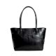 Minimalist Black Leather Tote With Sleek Curved Handles