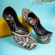 Handcrafted Embroidered Black Beige Jutti for Festive