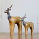 Wooden Metal Deer Sculpture Painted Natural Pair Of 2
