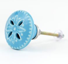 Turquoise Flower Ceramic Cabinet Knobs Online