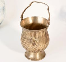 Vintage Brass Decorative Bucket with Handle for Floral Display