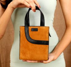 Minimal Rust Orange Leather Handbag Everyday Carry