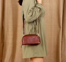 Rosewood Leather Wristlet Clutch Zipper Organizer Compact