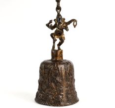 Vintage Handmade Bell Metal Temple Bell With Lord Ganesha And Hanging Chain