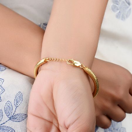 Gold Plated 92.5 Sterling Silver Bracelet Adjustable Kadaa Two Tiger Face With Ring In Mouth