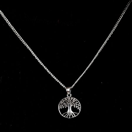 Round Tree Of Life 92.5 Sterling Silver Pendant Necklace