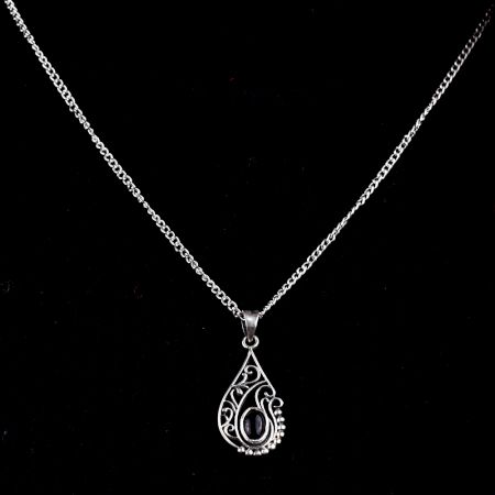 92.5 Sterling Silver Black Onyx Stylish Pendant Jewelry