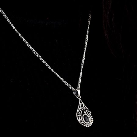 92.5 Sterling Silver Black Onyx Stylish Pendant Jewelry