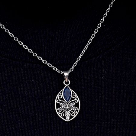 Starry Flower Blue Stone 92.5 Sterling Silver Pendant Jewelry