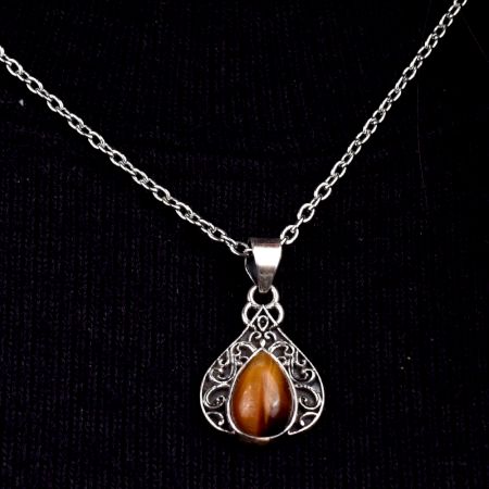 Tiger Eye Border 95.5 Sterling Silver Pendant