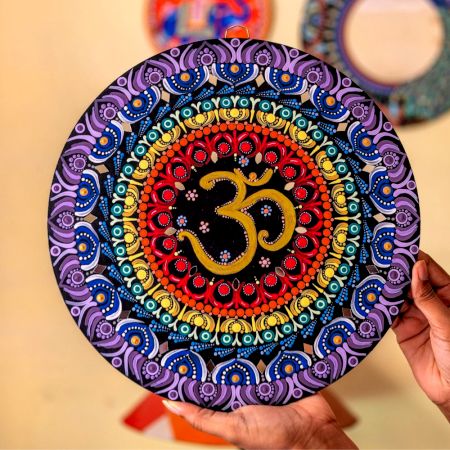 Handpainted Zen Chakra Om Wooden Mandala Wall Art