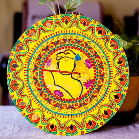 Handcrafted Murlidhar Krishna Mandala Wooden Wall Painting