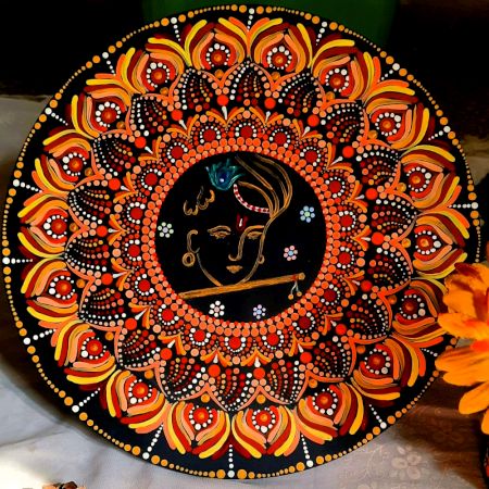 Handcrafted Gopal Ji Krishna Mandala Wooden Wall Art