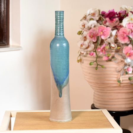 Handmade Ceramic Blue Vase by Artist Meena Vohra