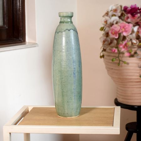 Handcrafted Ceramic Turquoise Vase by Artist Meena Vohra
