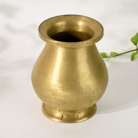 Vintage Brass Holy Water Pot Handmade South India Ritual Kalash