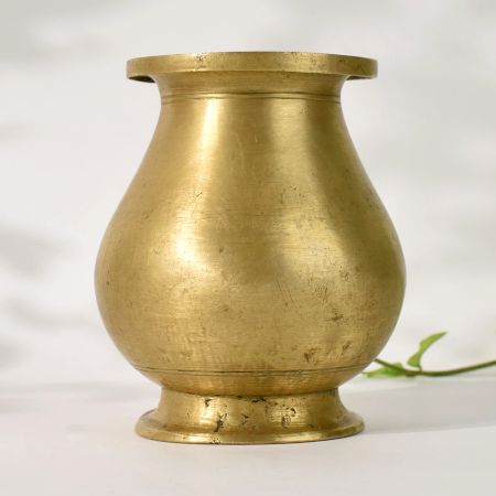 Vintage Brass Holy Water Pot Handmade South India Ritual Kalash
