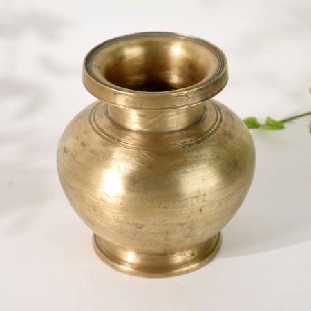 Vintage Brass Holy Water Pot Handmade South Indian Traditional Kalash