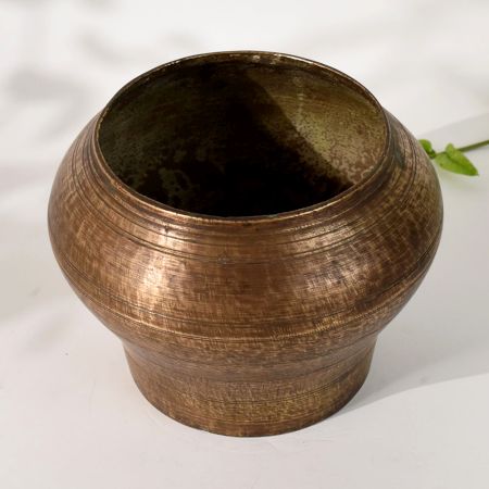 Handmade Brass Vintage Pot for Floral Decoration and Rustic Home Decor