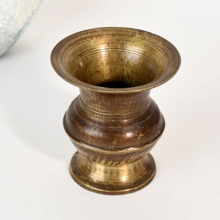 Vintage Handmade Brass Holy Pot from South India for Ritual Decor