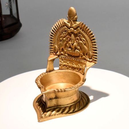 Handcrafted Gajalakshmi Brass Diya for Home Puja Rituals