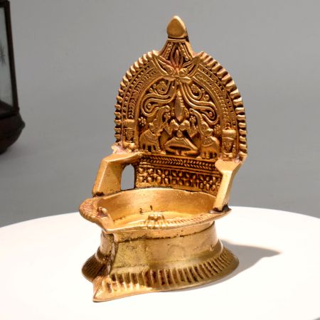 Vintage Brass Gajalakshmi Oil Lamp for Divine Home Decor