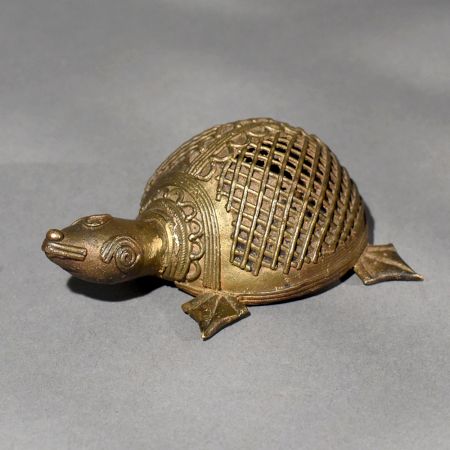 Traditional Dhokra Brass Tortoise Statue for Home Decor
