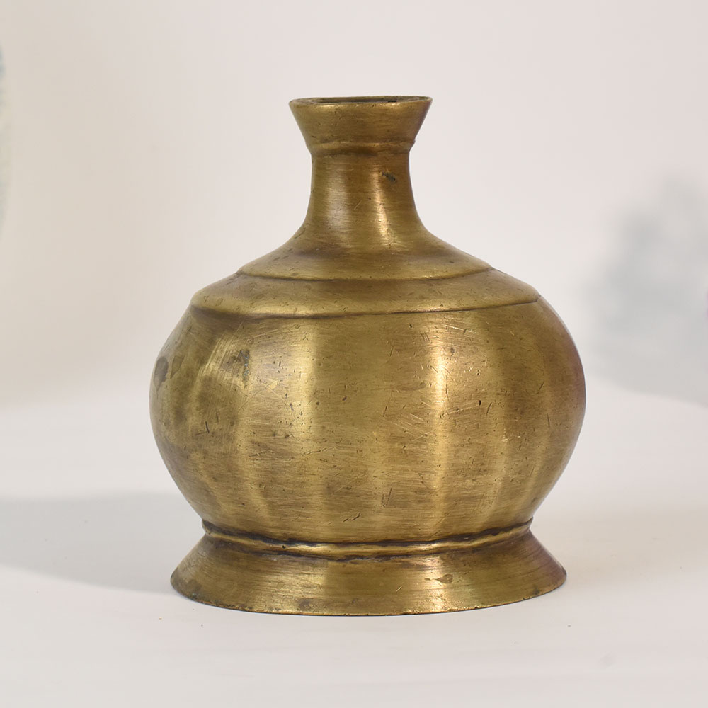 Handcrafted Vintage Brass Hookah Base Vase for Rustic Floral Decor