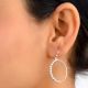 92.5 Sterling Silver Hoop Earrings Decorated With  Silver Beads On Outer Edge
