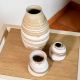 Handmade Ceramic Striped Vases by Artist Meena Vohra Set Of 3