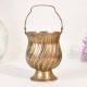 Vintage Brass Decorative Bucket with Handle for Floral Display