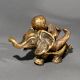 Vintage Brass Baby Riding Elephant Statue for Collection