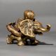 Vintage Brass Baby Riding Elephant Statue for Collection