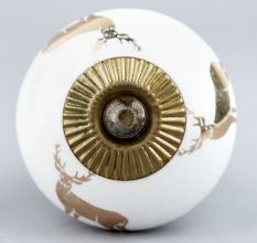 Golden Running Rein Deer Pattern Ceramic Drawer Knob