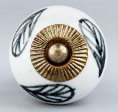 White Ceramic Floral Dresser Knob