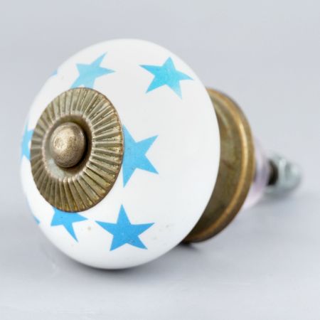 White Blue Star Cabinet Knob