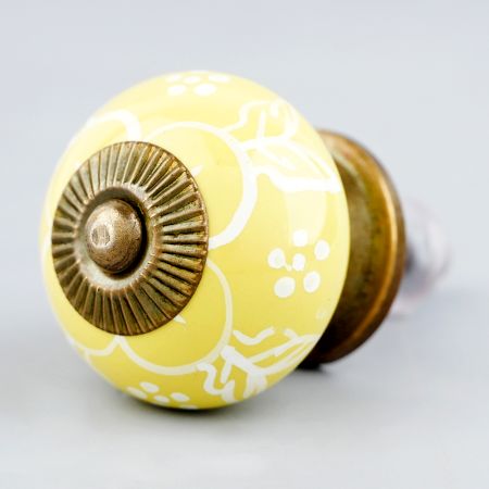 Yellow Flower Ceramic Dresser Knob