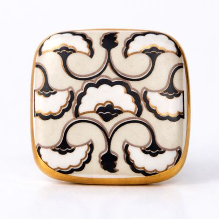 Black Sea Shell Square Ceramic Cabinet Knob Online