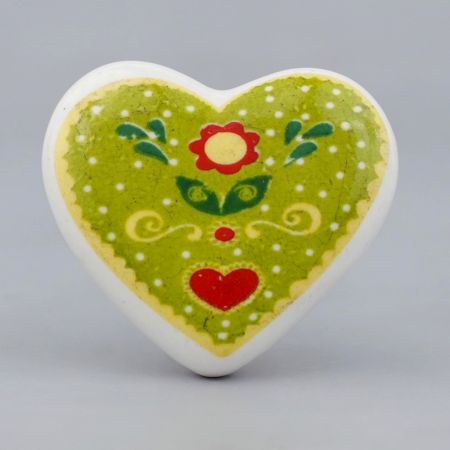 Green Heart Ceramic Knob