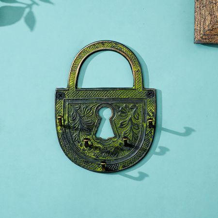 Bronze Decor Hooks Padlock Key Hooks with Patina