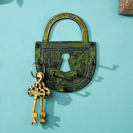 Bronze Decor Hooks Padlock Key Hooks with Patina