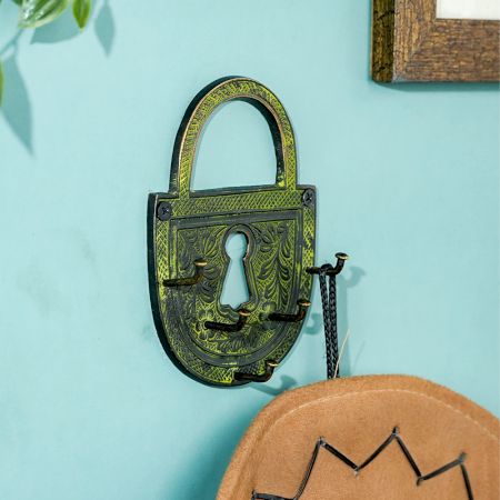 Bronze Decor Hooks Padlock Key Hooks with Patina